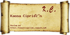 Kassa Ciprián névjegykártya